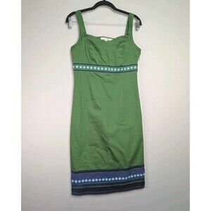 Boden Green Midi Dress with Blue Trim